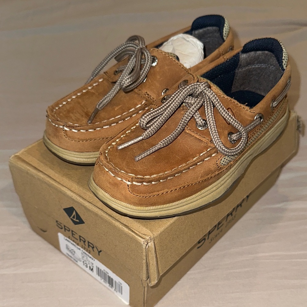 *NWT* Sperry Topside Lanyard Kids Brown Leather Moccasin Boat Shoes